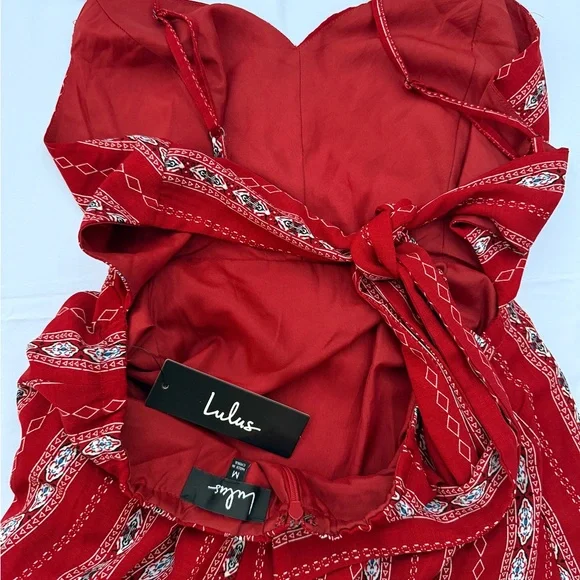 Lulu's Red and White Patterned Dress - Picture 4 of 4